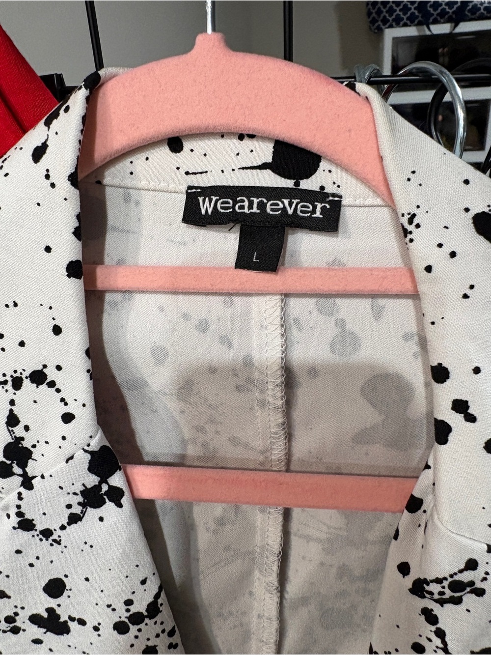 White Blazer with Black Paint-Splatter Print - Picture 2 of 9